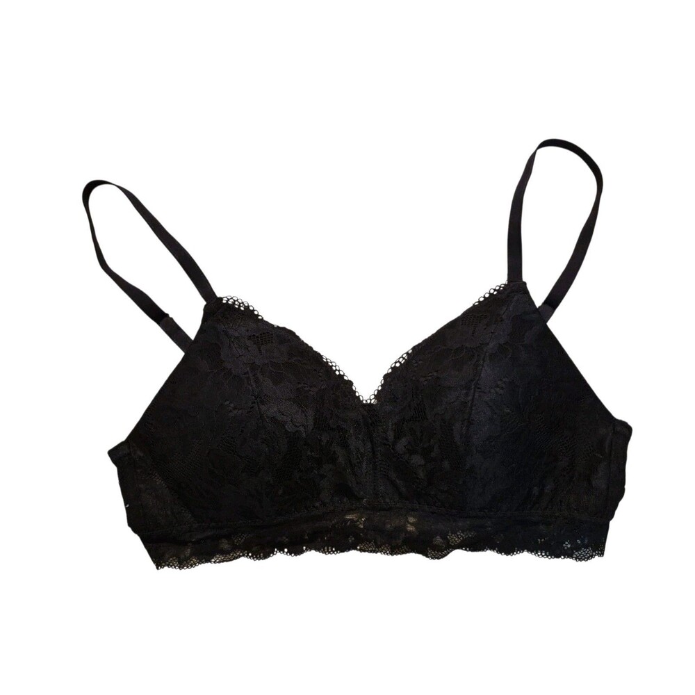 Soma Embraceable Lace Bralette Black Womens Large Wireless Comfortable